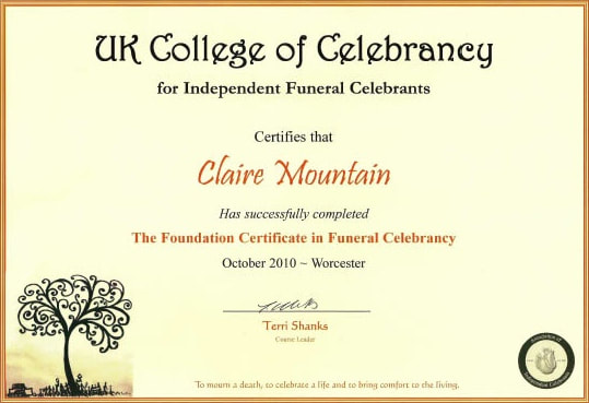 uk college of celebrancy certificate 